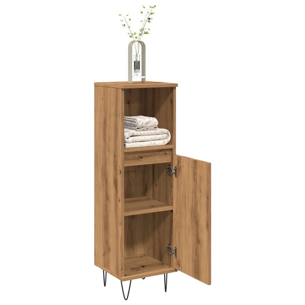Badeværelsesskab 30x30x100 cm konstrueret træ kunsteg