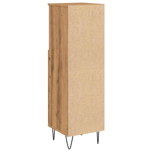 Badeværelsesskab 30x30x100 cm konstrueret træ kunsteg