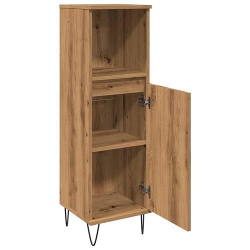 Badeværelsesskab 30x30x100 cm konstrueret træ kunsteg