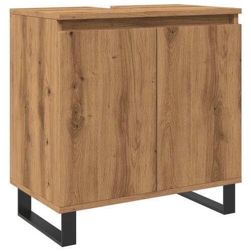 Badeværelsesskab 58x33x60 cm konstrueret træ kunsteg