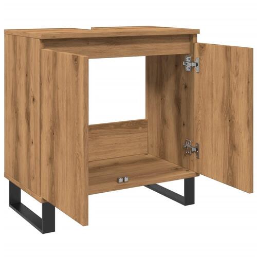 Badeværelsesskab 58x33x60 cm konstrueret træ kunsteg