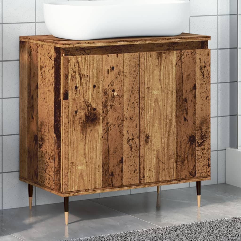 Badeværelsesskab 58x33x60 cm konstrueret træ antikt træ