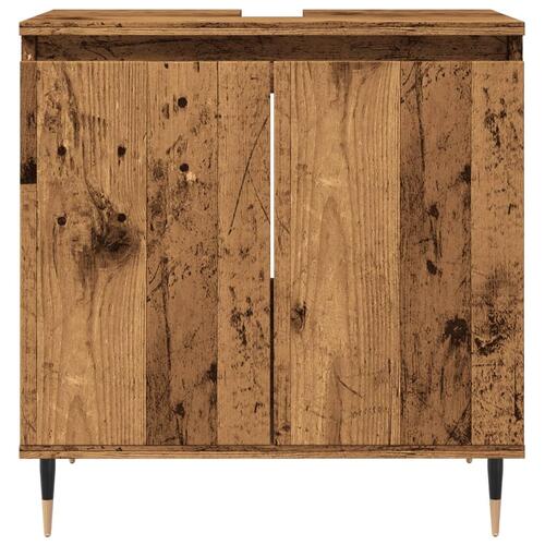 Badeværelsesskab 58x33x60 cm konstrueret træ antikt træ