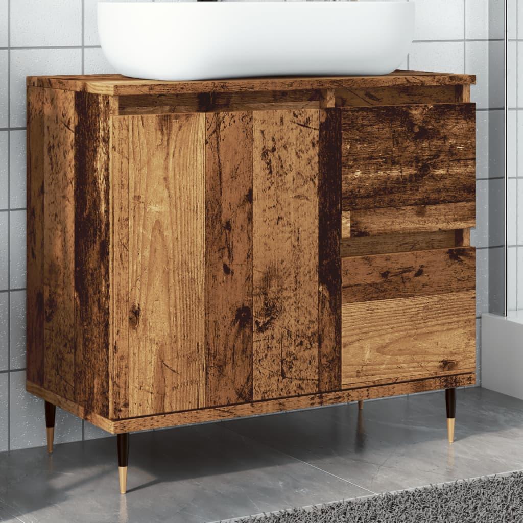 Badeværelsesskab 65x33x60 cm konstrueret træ antikt træ