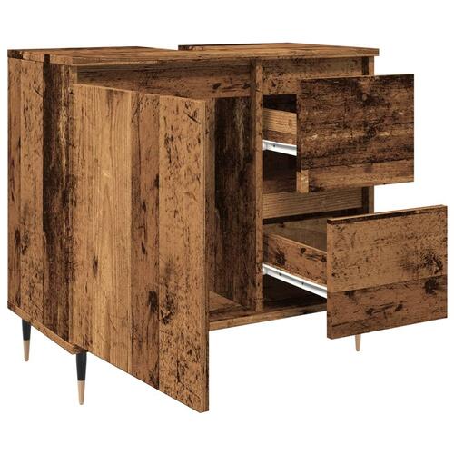 Badeværelsesskab 65x33x60 cm konstrueret træ antikt træ