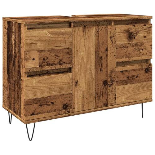 Badeværelsesskab 80x33x60 cm konstrueret træ gammelt træ-look