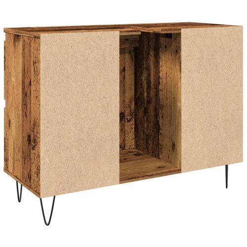 Badeværelsesskab 80x33x60 cm konstrueret træ gammelt træ-look