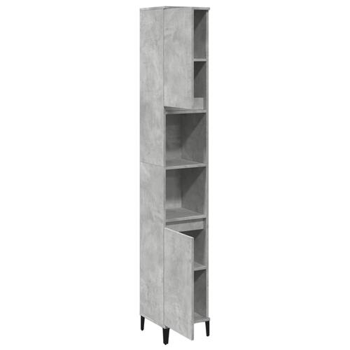 Badeværelsesskab 30x30x190 cm konstrueret træ betongrå