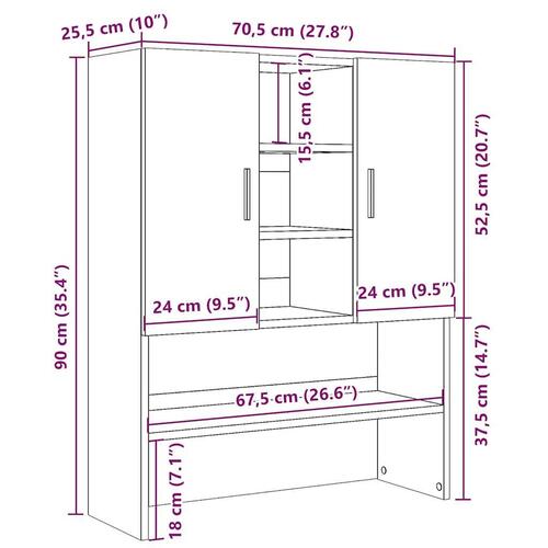 Vaskemaskineskab 70,5x25,5x90 cm kunsteg