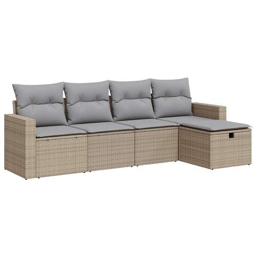 Sofasæt til haven 5 dele med hynder polyrattan beige