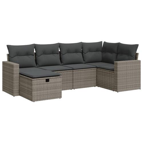 Sofasæt til haven 6 dele med hynder polyrattan grå