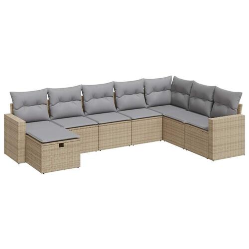 Sofasæt til haven 8 dele med hynder polyrattan beige