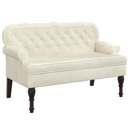 Bænk med ryglæn 119,5x64,5x75 cm velour cremefarvet