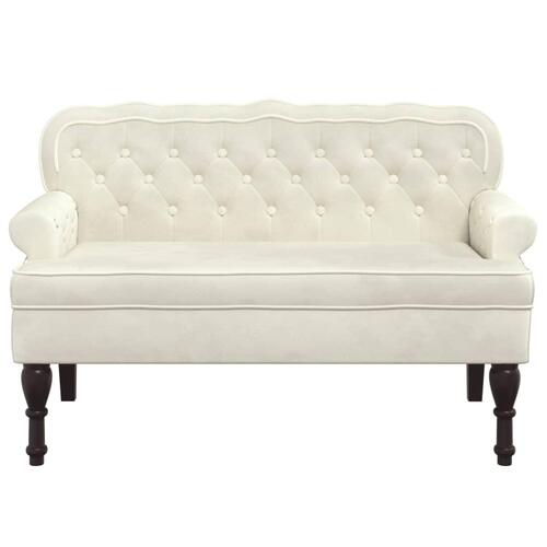 Bænk med ryglæn 119,5x64,5x75 cm velour cremefarvet