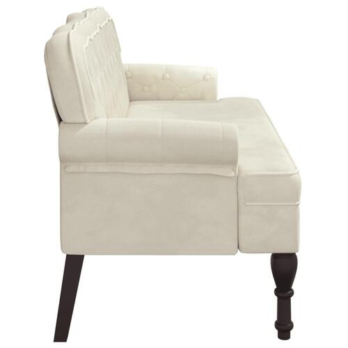 Bænk med ryglæn 119,5x64,5x75 cm velour cremefarvet