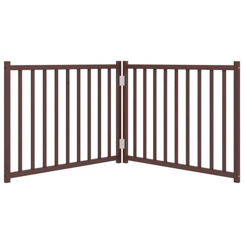 Hundelåge m. dør 2 paneler 160 cm foldbar massivt gran brunt eg