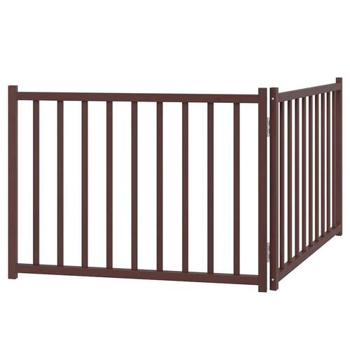 Hundelåge m. dør 2 paneler 160 cm foldbar massivt gran brunt eg