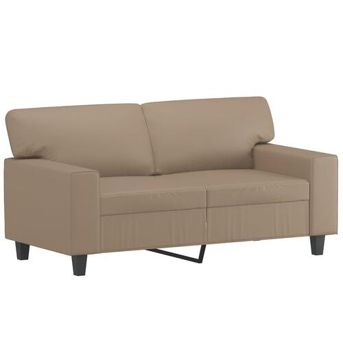 3 personers sofa med puder kunstlæder cappuccinofarvet