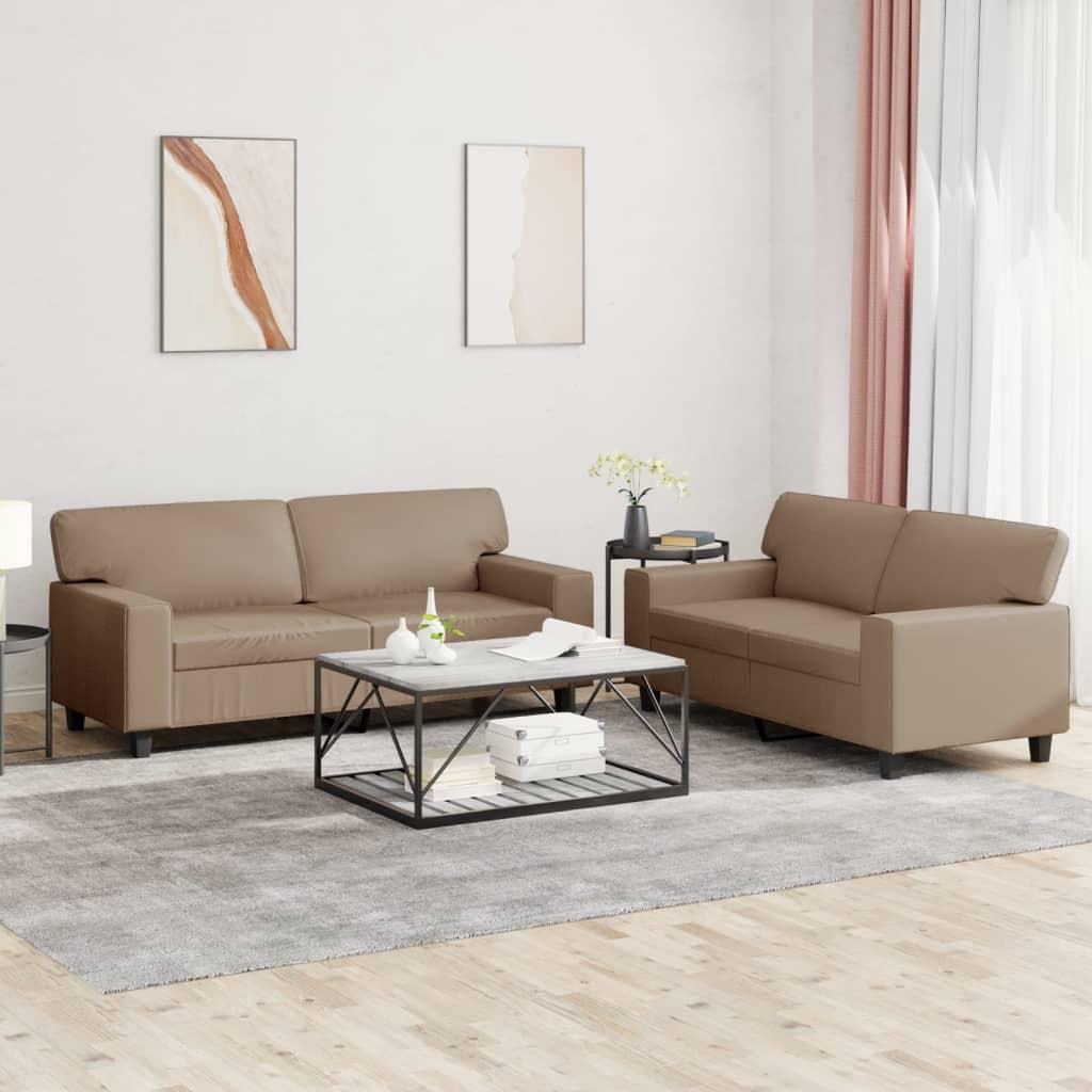 2 personers sofa kunstlæder cappuccinofarvet