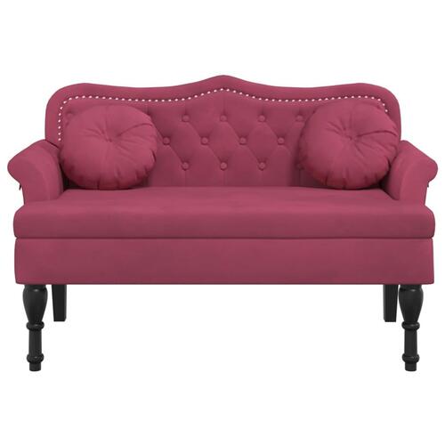 Bænk med hynder 120,5x65x75 cm velour vinrød