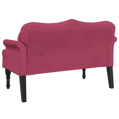 Bænk med hynder 120,5x65x75 cm velour vinrød