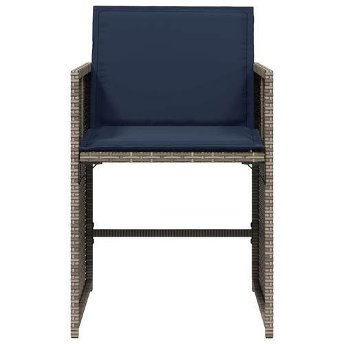 Havestole med hynder 4 stk. polyrattan grå