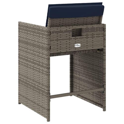 Havestole med hynder 4 stk. polyrattan grå