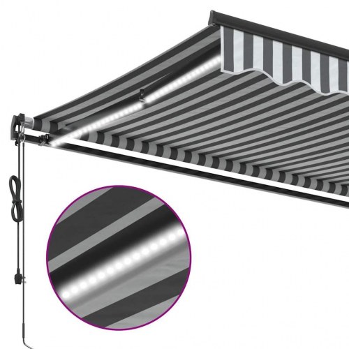 Markise med LED og automatisk betjening 600 x 300 cm - antracitgrå/hvid