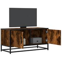 Tv-bord 80x34,5x40 cm konstrueret træ metal røget egetræsfarve