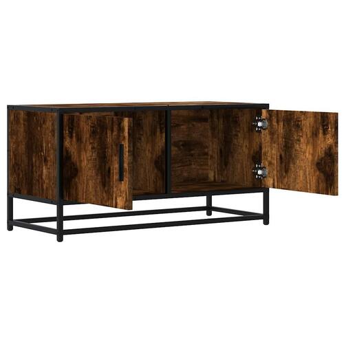 Tv-bord 80x34,5x40 cm konstrueret træ metal røget egetræsfarve