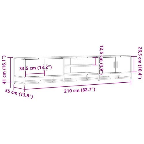 Tv-bord 210x35x41 cm konstrueret træ sonoma-eg