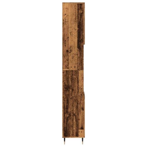 Badeværelsesskab 30x30x190 cm konstrueret træ gammelt trælook