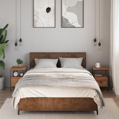 Sengeborde 2 stk. 34x36x50 cm konstrueret træ kunsteg