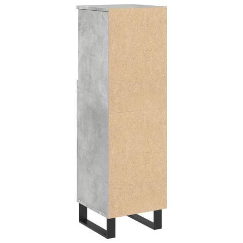 Badeværelsesskab 30x30x100 cm konstrueret træ betongrå