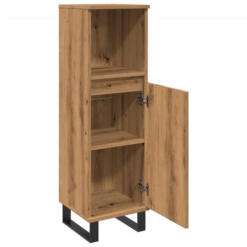 Badeværelsesskab 30x30x100 cm konstrueret træ kunsteg