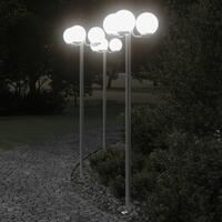 Udendørs standerlamper 2 stk. 215 cm rustfrit stål sølvfarvet