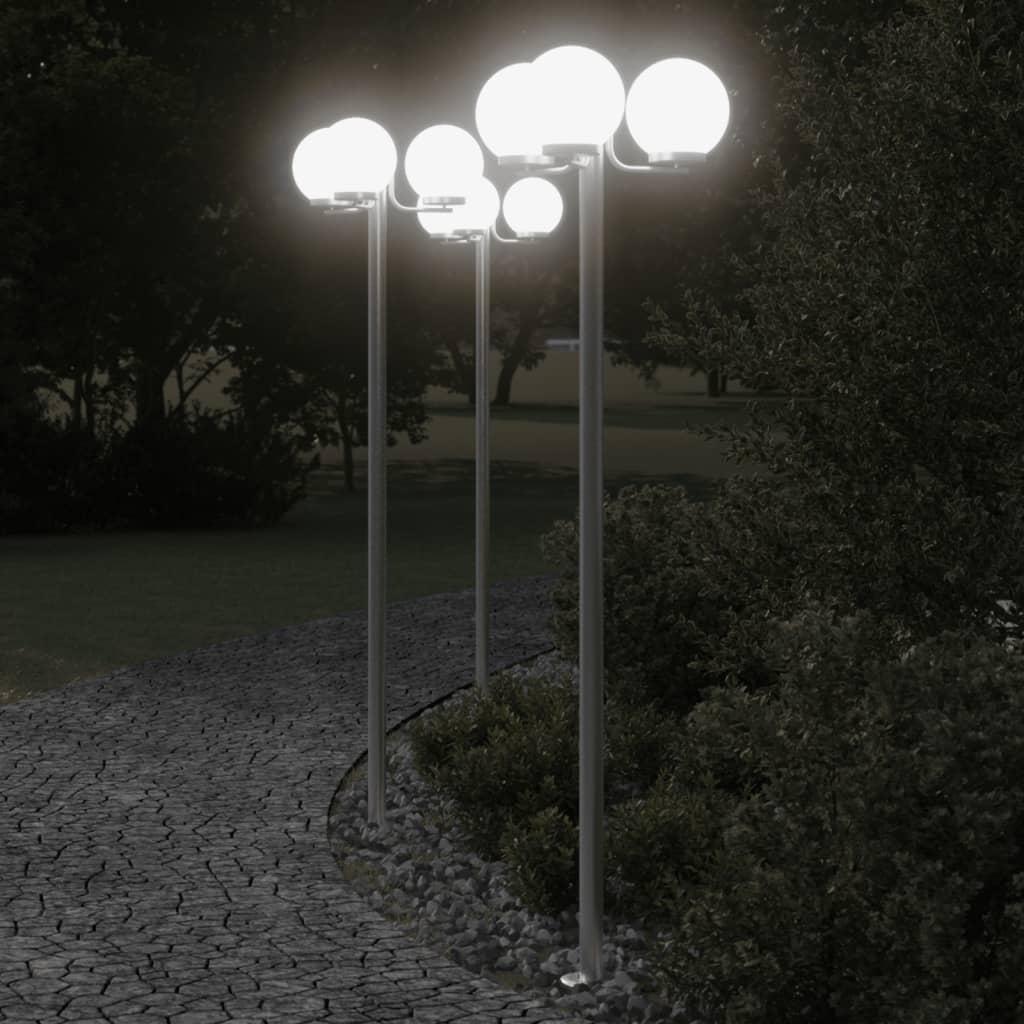 Udendørs standerlamper 2 stk. 215 cm rustfrit stål sølvfarvet