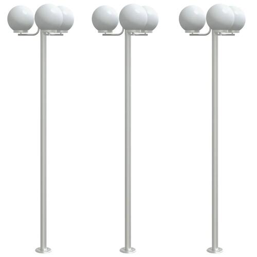 Udendørs standerlamper 2 stk. 215 cm rustfrit stål sølvfarvet