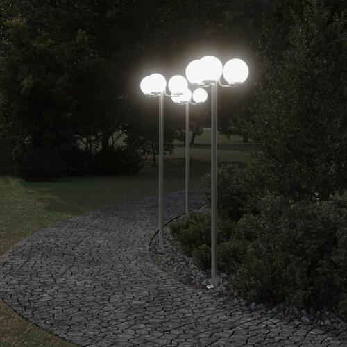 Udendørs standerlamper 2 stk. 215 cm rustfrit stål sølvfarvet
