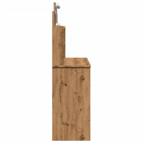 Makeupbord med LED-lys 96x40x142 cm kunsteg