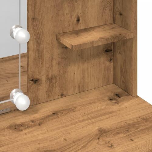 Makeupbord med LED-lys 96x40x142 cm kunsteg