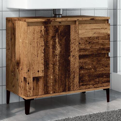 Underskab til vask 65x33x60 cm konstrueret træ gammelt trælook