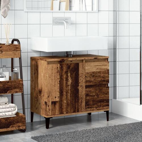 Underskab til vask 65x33x60 cm konstrueret træ gammelt trælook