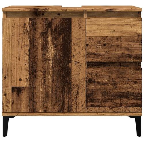 Underskab til vask 65x33x60 cm konstrueret træ gammelt trælook