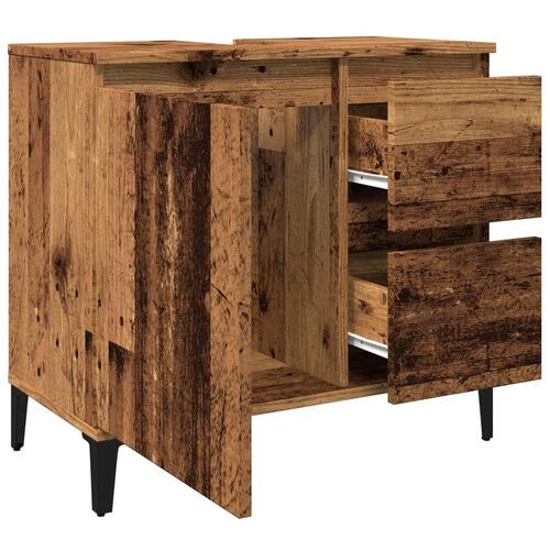 Underskab til vask 65x33x60 cm konstrueret træ gammelt trælook