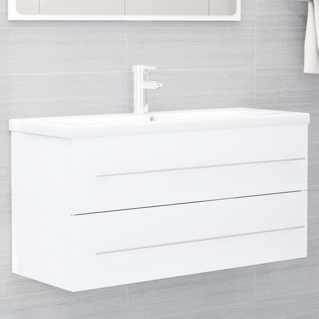 Skab til håndvask 100x38,5x48 cm konstrueret træ hvid