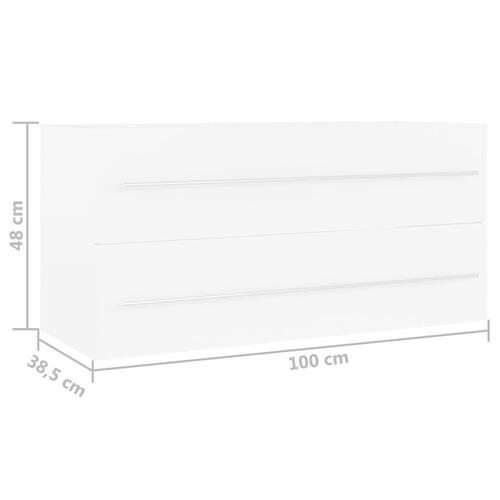 Skab til håndvask 100x38,5x48 cm konstrueret træ hvid