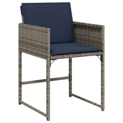 Havestole med hynder 4 stk. polyrattan grå