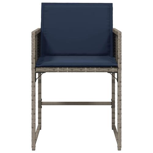 Havestole med hynder 4 stk. polyrattan grå