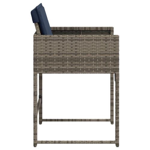 Havestole med hynder 4 stk. polyrattan grå